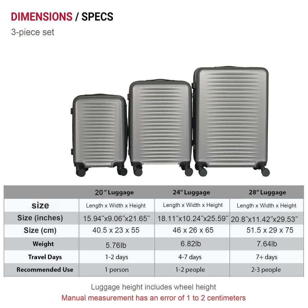 2026 New Design Dark Gray Travel Trolley Case, Lightweight Durable Hardshell Luggage with Spinner Wheels