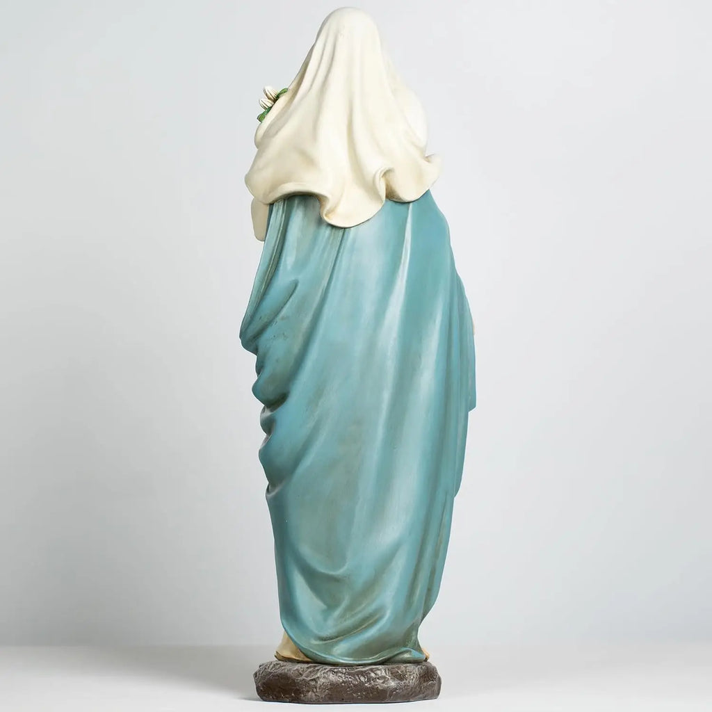 Virgin Mary Garden Statue, 24 Inches Saint Mary Holding Lilies Outdoor Sculpture for Home Yard Patio Lawn Hallway Decor