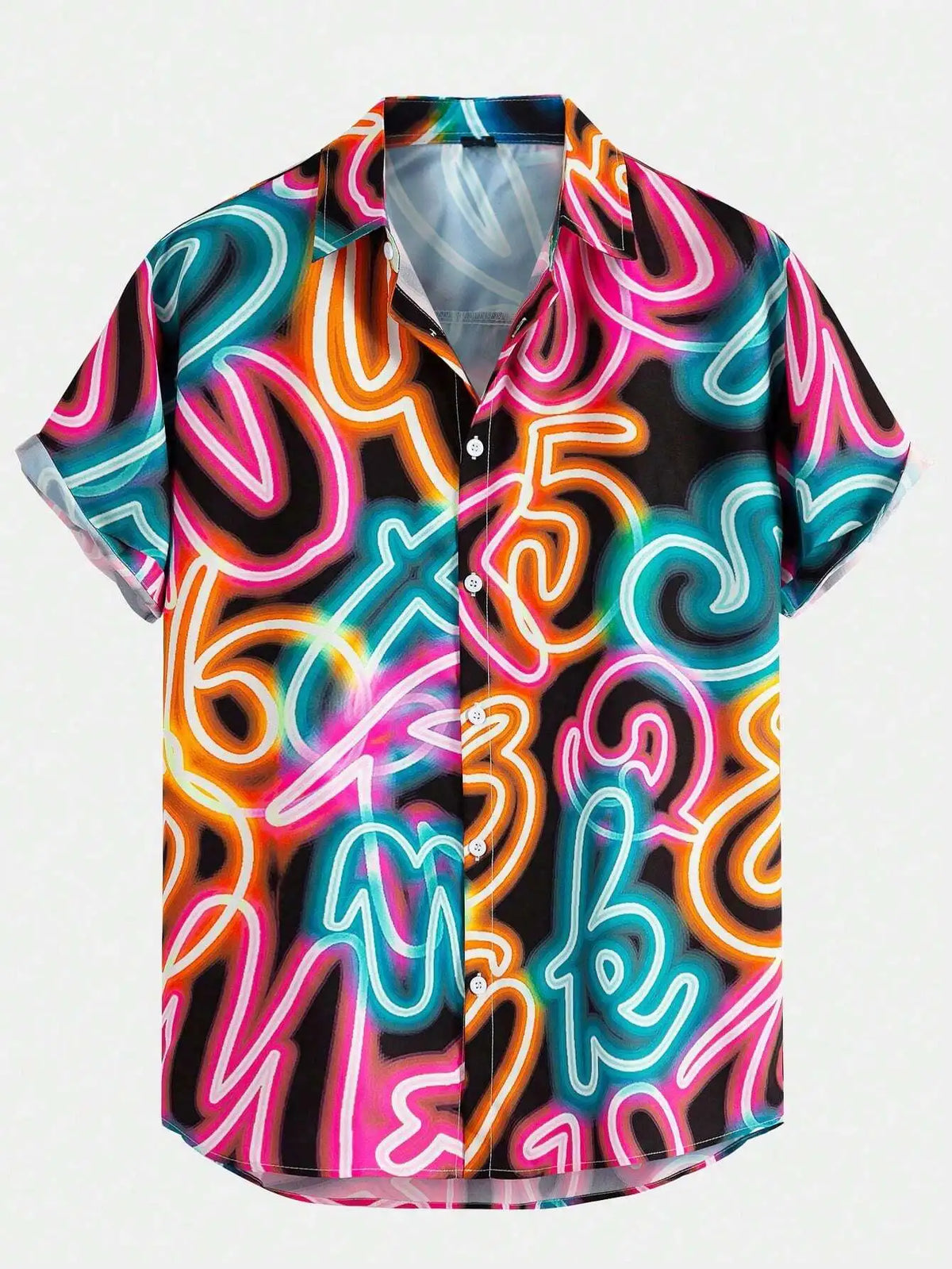 Men's Short Sleeve All-Over Abstract Swirl Print Casual Shirt