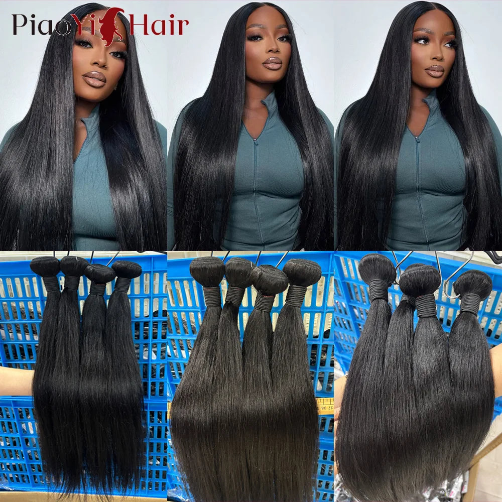 40inch 12A Straight Human Hair Bundles 100% Raw Human Hair Bundle 34 36 38 40 Inch Long Thick Human Hair Extensions Top Quality