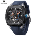 TSAR BOMBA Men's Luxury Mechanical Watch, Carbon Fiber Case, Luminous, 5ATM Waterproof, Viton Strap, Ideal Gift for Men