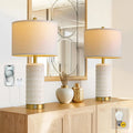 Dimmable Touch Bedside Lamps with USB A+C Ports, Modern Ceramic Design for Bedroom and Living Room