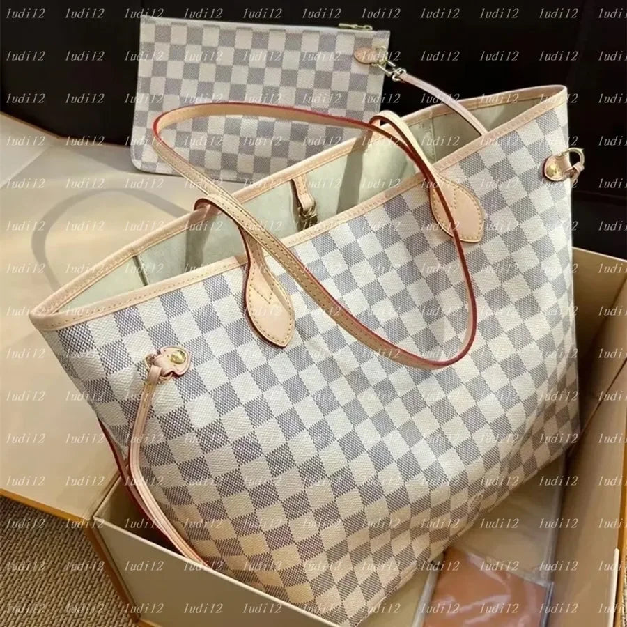 10a Top qua shoulder bag designer handbag high capacity Classic Flower Checked Bag leather shopping bag tote wallet