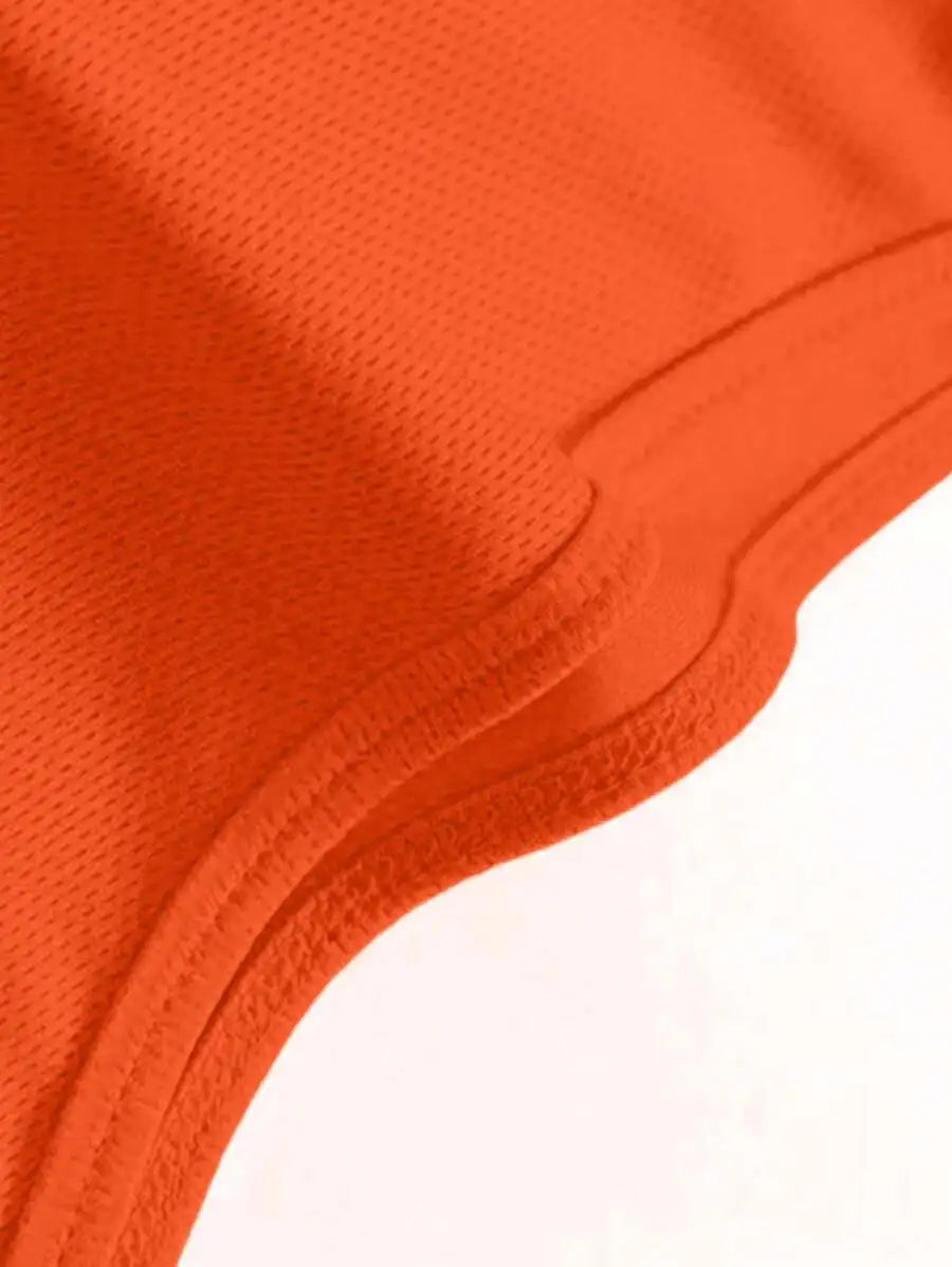 Men's Orange Motivational Slogan Print Round Neck Casual Tank Top