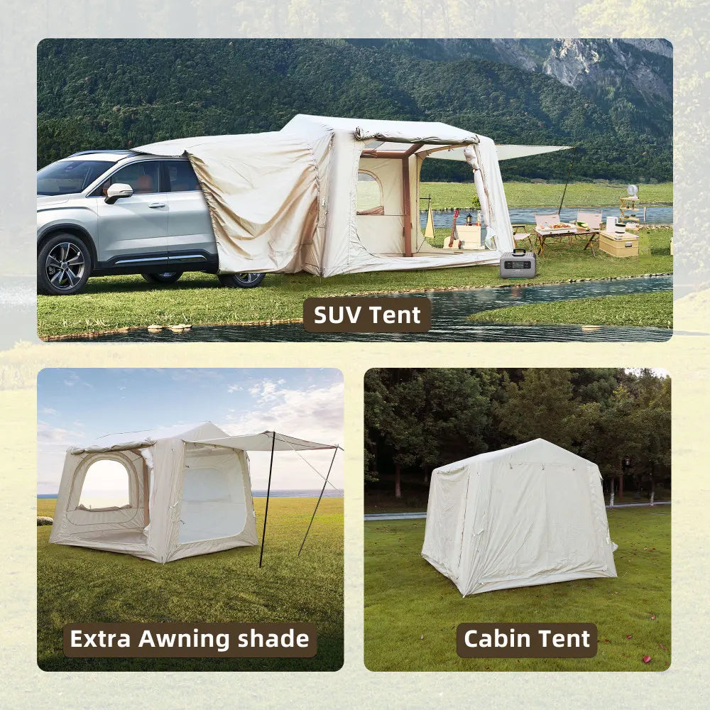 Inflatable SUV Camping Tent Easy Setup 4 Season Waterproof Oxford Glamping 4/6/8 Person