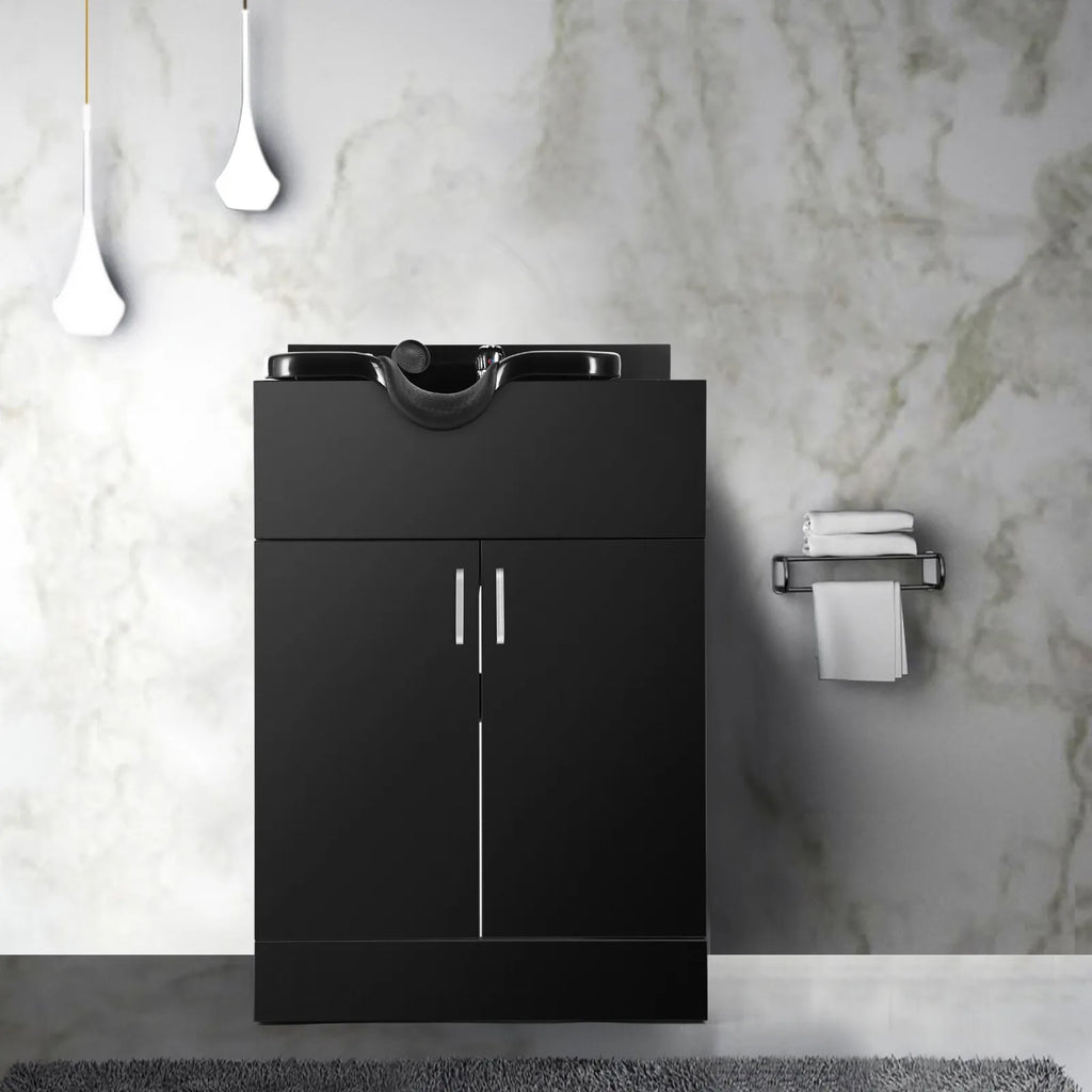 Backwash Sink Station Shampoo Bowl Beauty Spa Salon Hair Barber Equipment Black