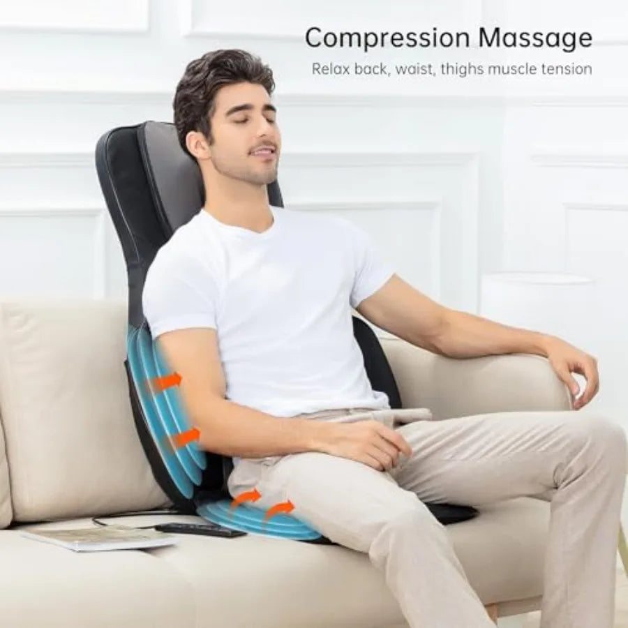 Shiatsu Back Massager with Heat 3D Kneading Massage Chair Pad for Neck and Back Pain Relief Deep Tissue Massage Pad in Black fo