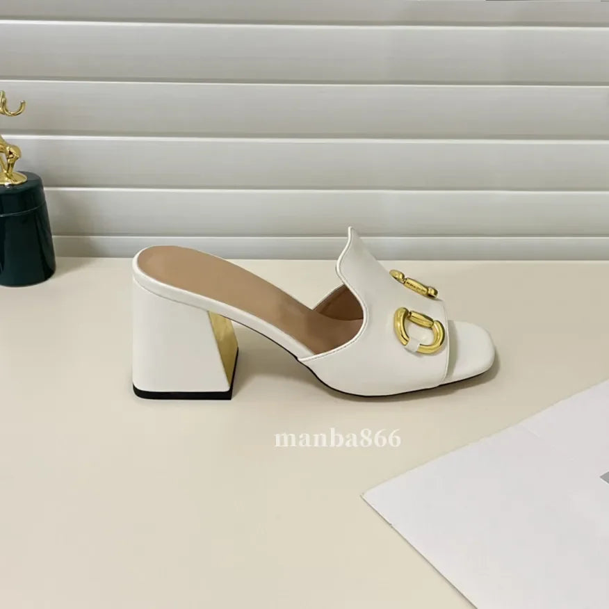 2025 Luxury Designer Sandals High Mid Low Heels Female Sandale Womens Fashion Luxe Leather Casual Summer Shoes Slides Slippers P