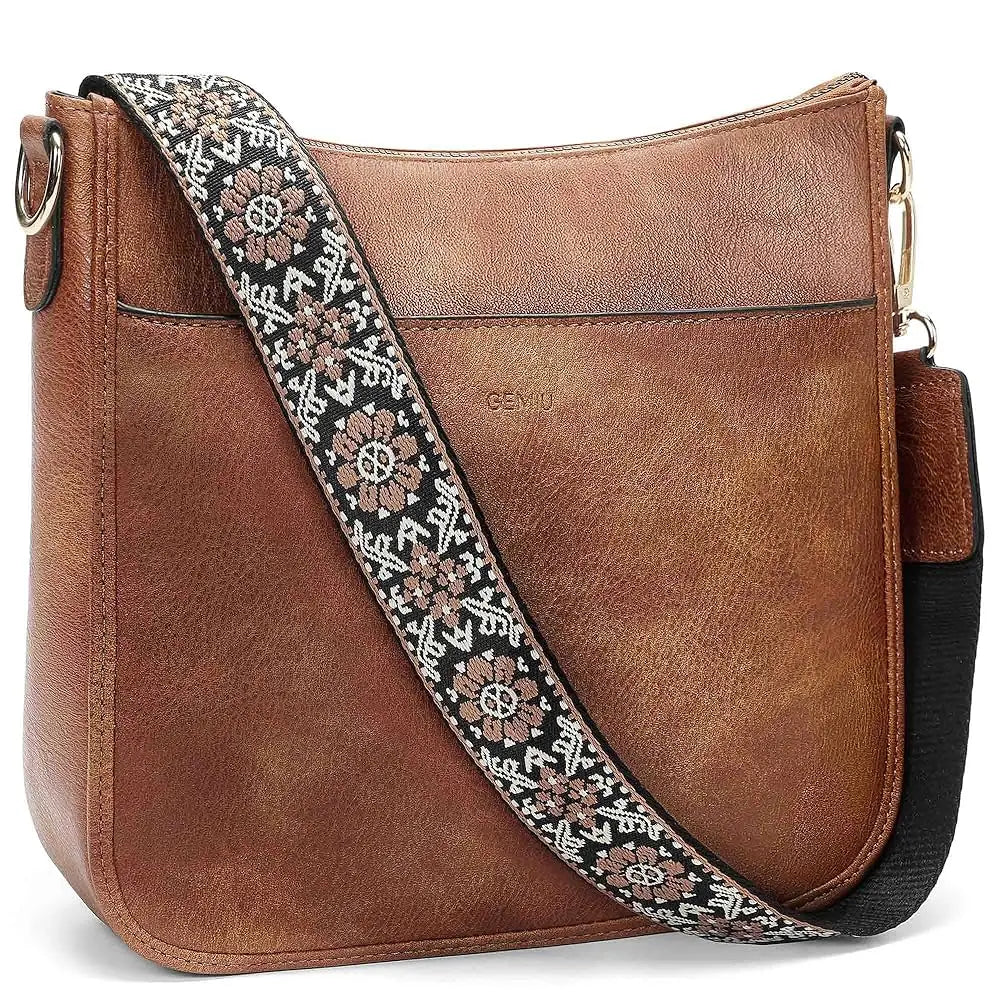 Hobo Crossbody Bag for Women, Vegan Leather Multipocket Shoulder Purse with 2 Adjustable Removable Straps