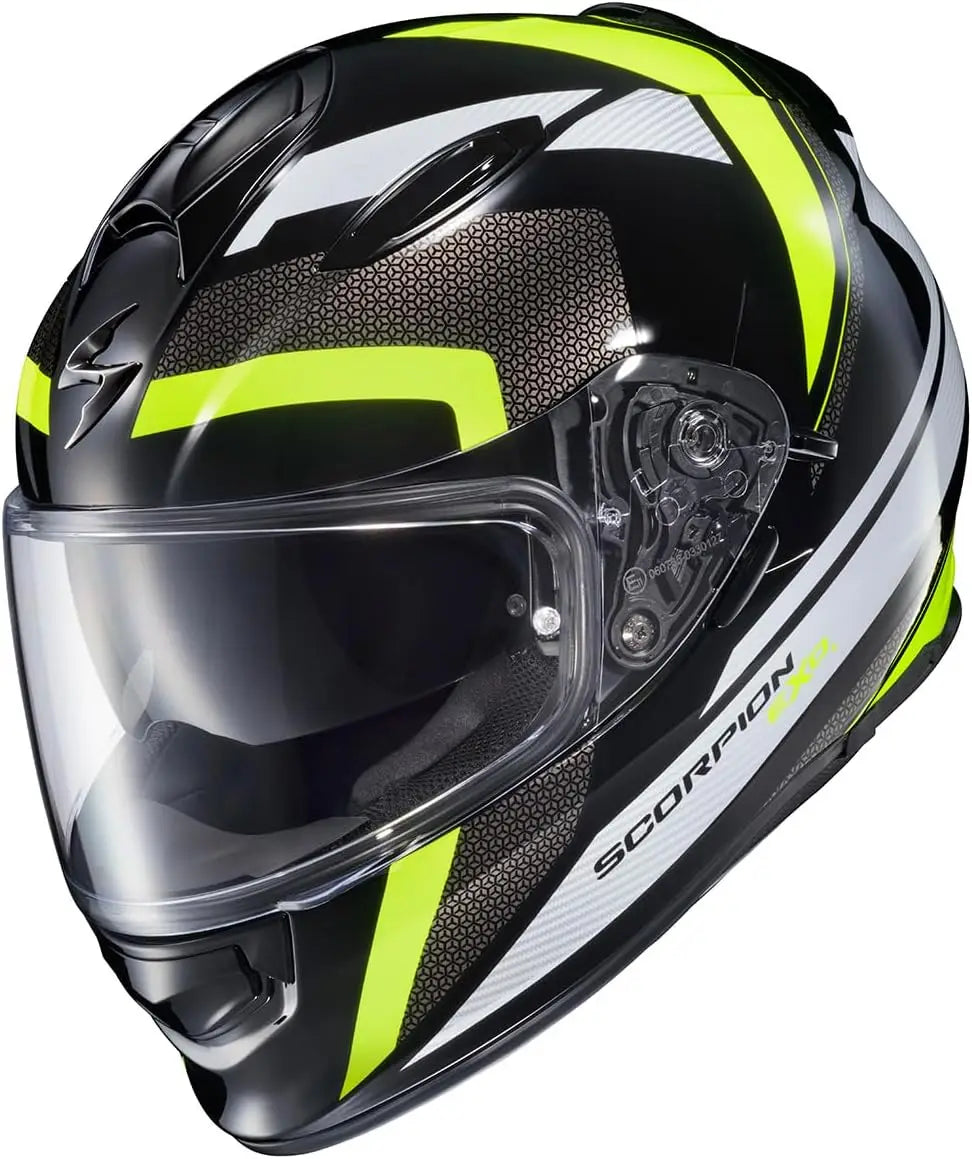 Ryzer Full Face Motorcycle Helmet with Pinlock Ready Shield with Integrated Speaker Pockets DOT ECE Approved Evolution (Hi-Viz-2