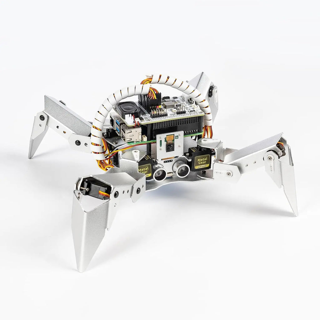 AI Robot Kit for Raspberry Pi with Voice Control, Video Recognition, App & FPV Camera, Python/Scratch Coding (RPi Not Included)