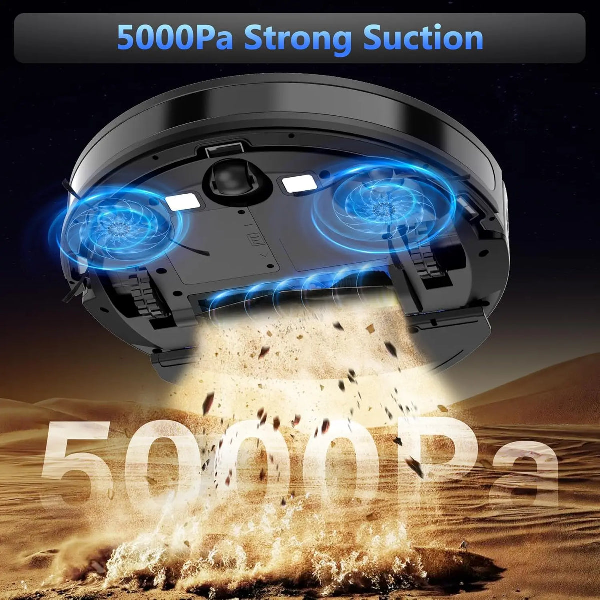 Robot Vacuum and Mop Combo, 5000Pa Suction, 150 Min Runtime, App Control for Hard Floors and Carpets