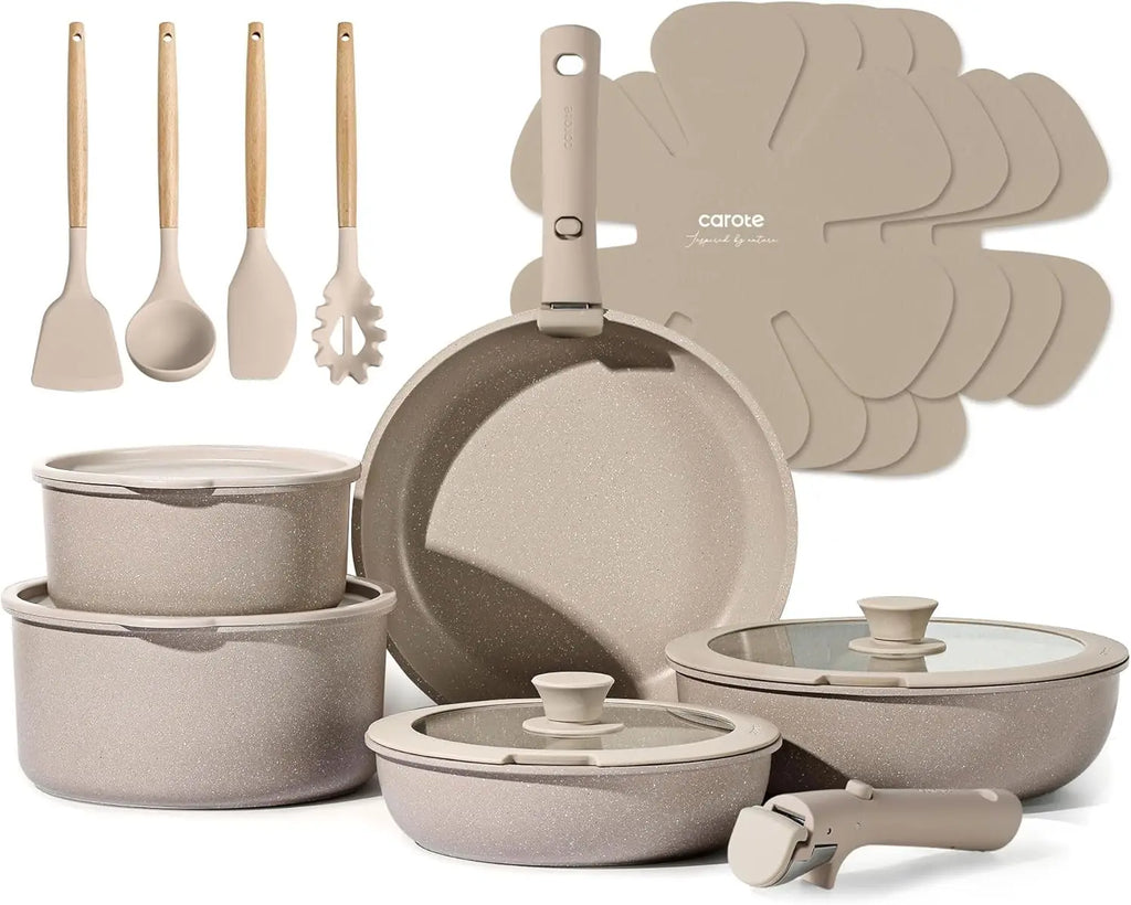Pots and Pans Set Non Stick, Nonstick Cookware Set Detachable Handle, Induction Kitchen Cooking Sets with Removable