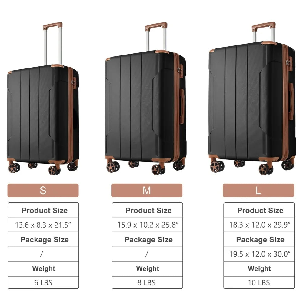 Luggage Sets 3 Piece, Expandable Hard shell ABS Suitcases with Double Spinner, Travel luggage Set with TSA Lock (20/24/28inch)