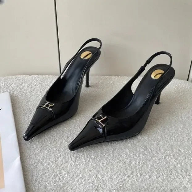Designers' high heels, women's fishmouth, thin slippers, letters and empty high-heeled sandals, pointed shoes. size 35-41 000
