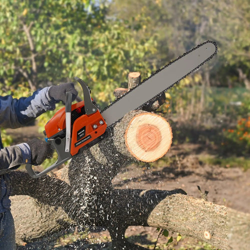 22 Inch Gas Powered Chainsaw, 60CC 10000RPM 2-Stroke Powerful Engine, with Glooves and Goggles, Petrol Cordless Handle Gas Chain