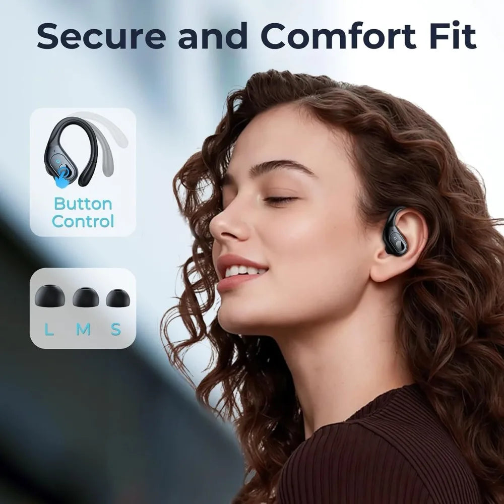 Active Noise Cancelling Wireless Earbuds with 90Hrs Playback, Stereo Bass, IPX7 Waterproof for Sports Running Gym Black