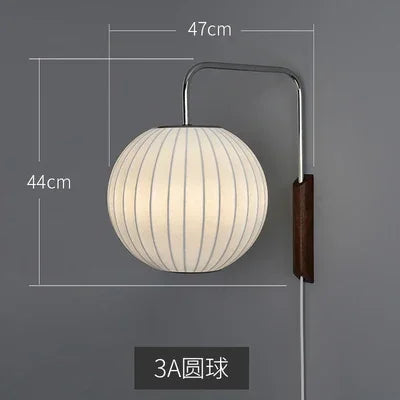 Modern Nelson Ball Wall Sconce Modern Japanese Wall Lamp for Living Room Bedroom Home Bedside Office Hotel Silk Cloth Lamps