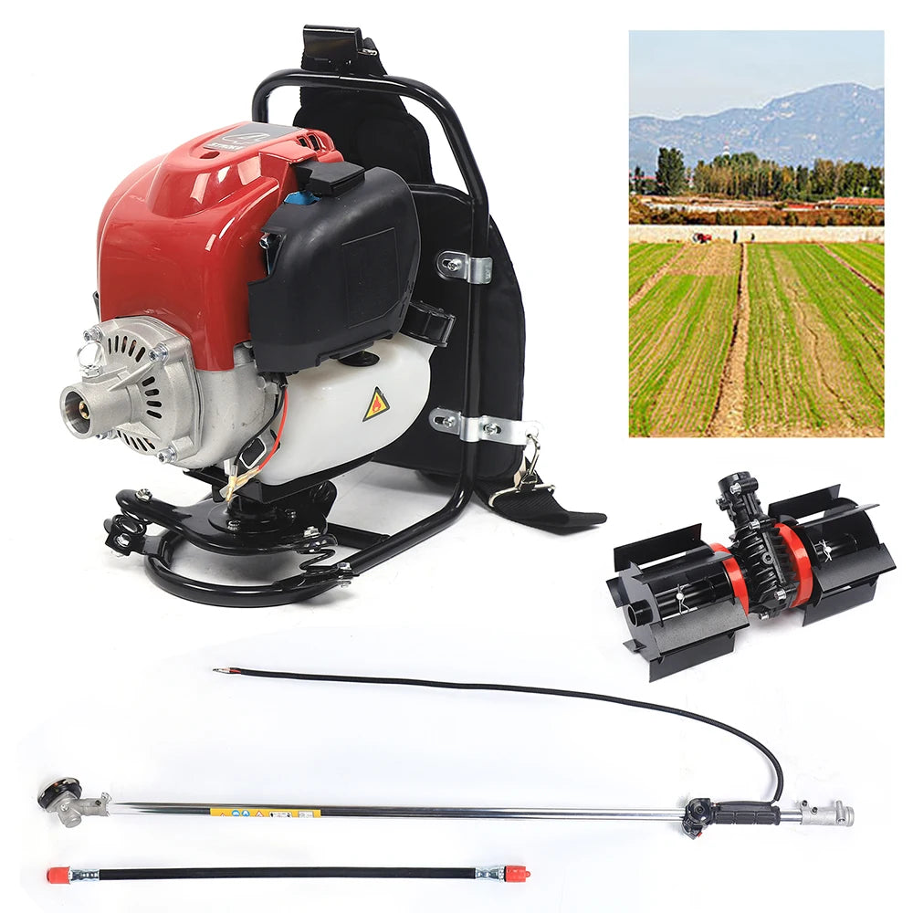 35.4CC Gas Powered Weed Wacker 4-Stroke 1KW 4500-8500RPM Gasoline Weed Eater String Trimmer Backpack Lawn Edge Cutter