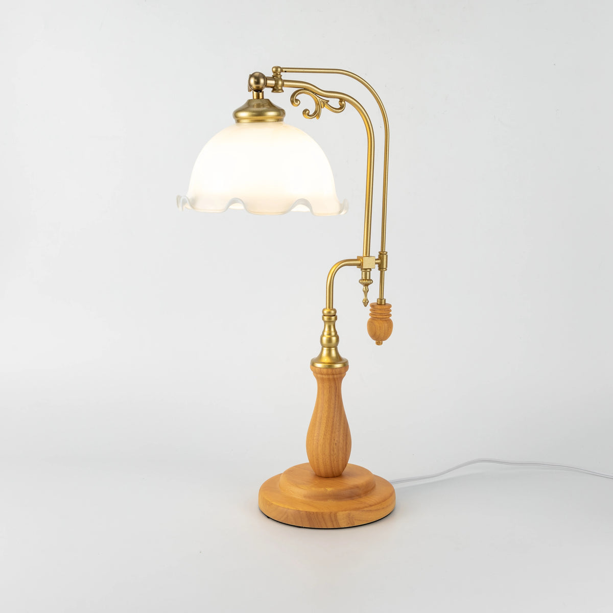 Retro Flower Table Lamp Bedroom Bedside Flower Night Light Glass Lampshade
