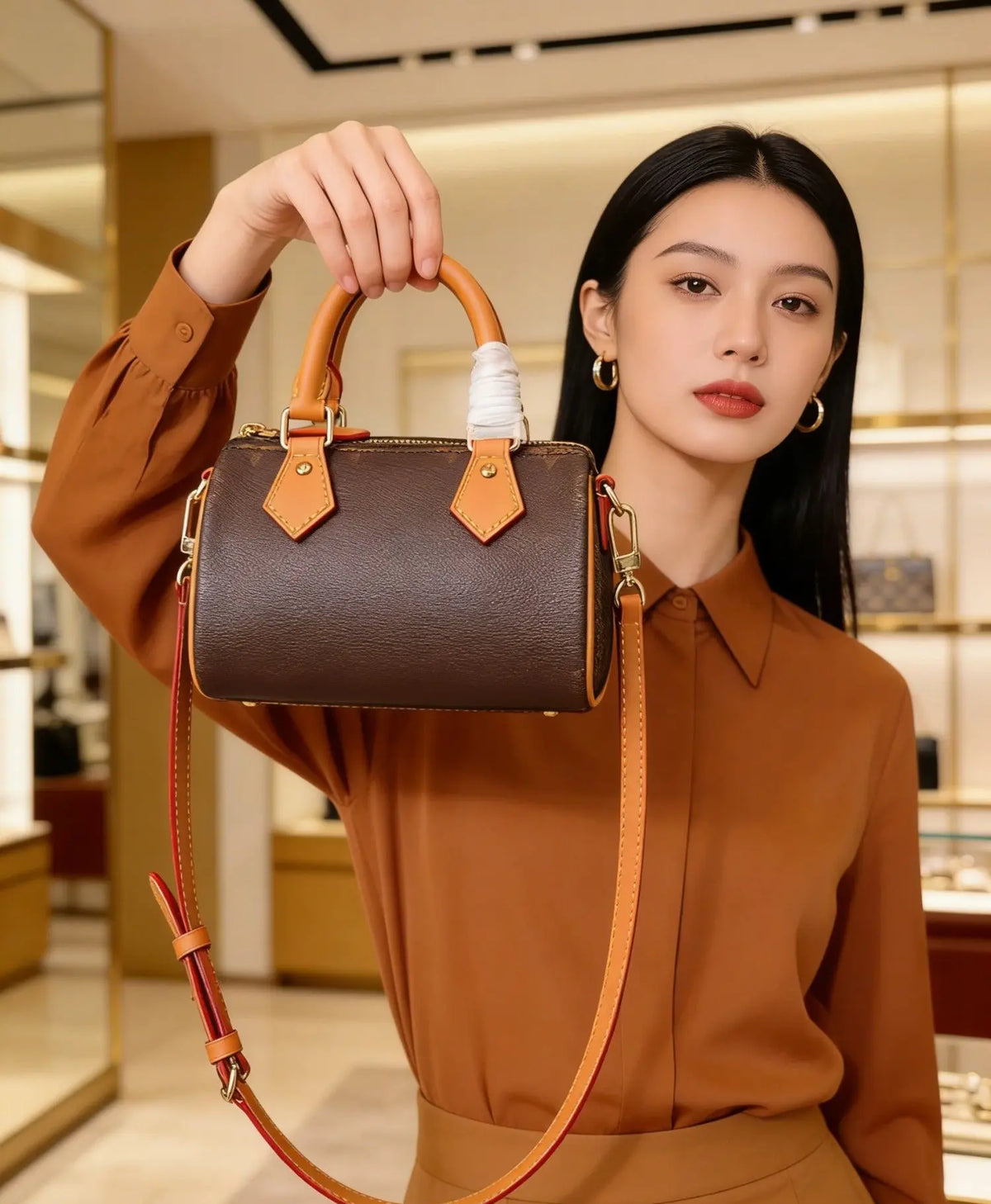 Vintage Brown Leather Boston Bag Women's Lightweight Small Crossbody Bag Luxury Designer Handbag Shoulder Bags for Phone