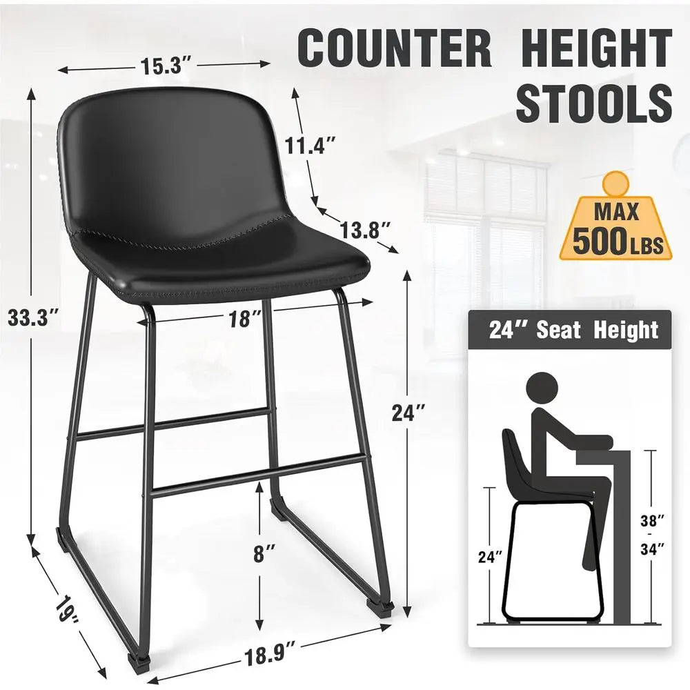 TAVR aux Leather Dining Chairs Set o 4, ArmlCounter Height Stools with Back Hold up to 500 lbs or Home, Kitchen, Dining Room, Ba
