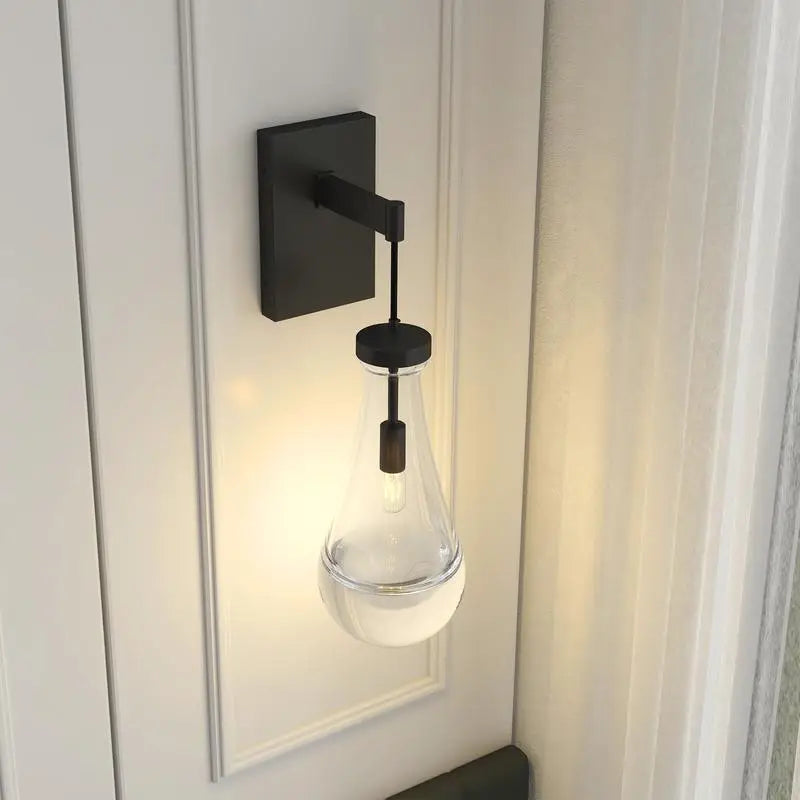 Modern Black Wall Sconces with Clear Glass for Bathroom, Living Room, Hallway, and Reception Desk - Stylish Wall Mounted