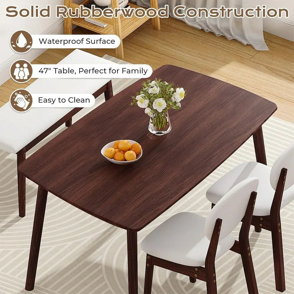Dining Table Set or 4, w/ 2 Upholstered Chairs, Bench Seat, 4-Piece Dining Set, Compact -Century ern Kitchen Table & Chair or Ki