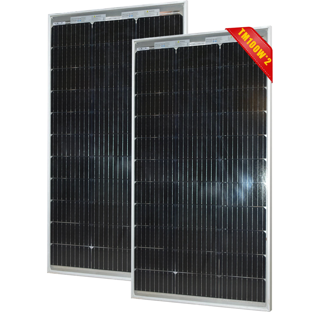 200W Bifacial Rigid Solar Panel 18V Pv Solar Module for 12V 24V Battery Charge, Photovoltaic Solar Panels for Motorhome, Balcony