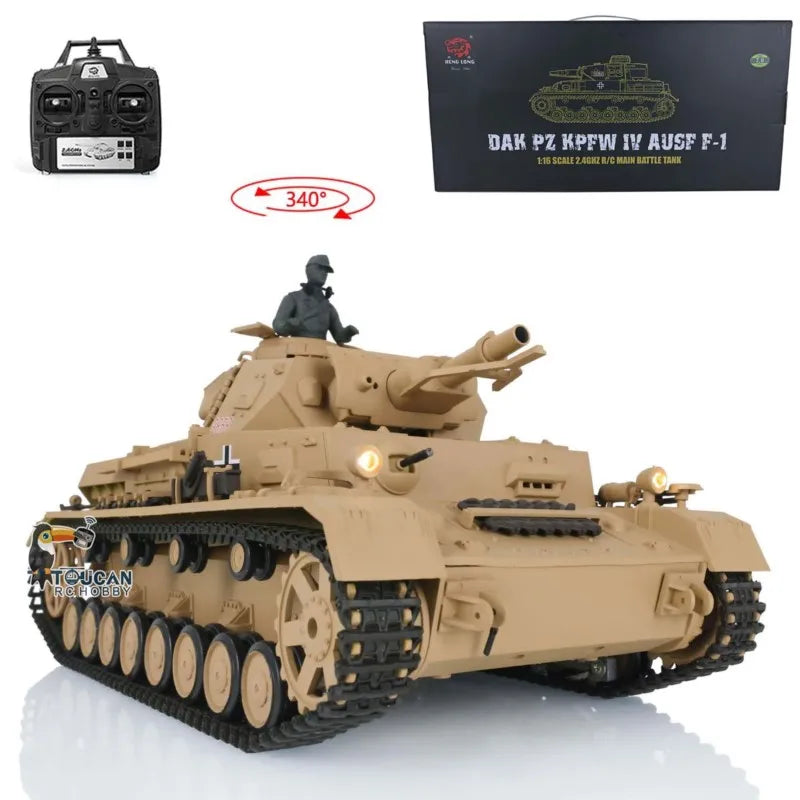 US Stock Heng Long 2.4G 1/16 Scale 7.0 Plastic German Radio Control Panzer IV F RTR RC Tank Model 3858 Toys for Adults TH17379