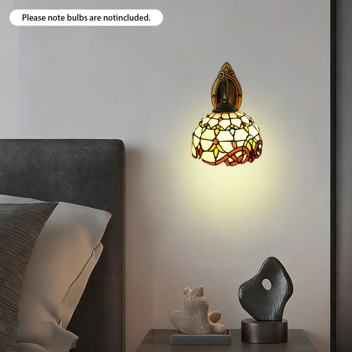 Baroque, Victorian Style Wall Lamp Made of Glass and Hardware, Burn-in Varnish for Rust-free, Indoor