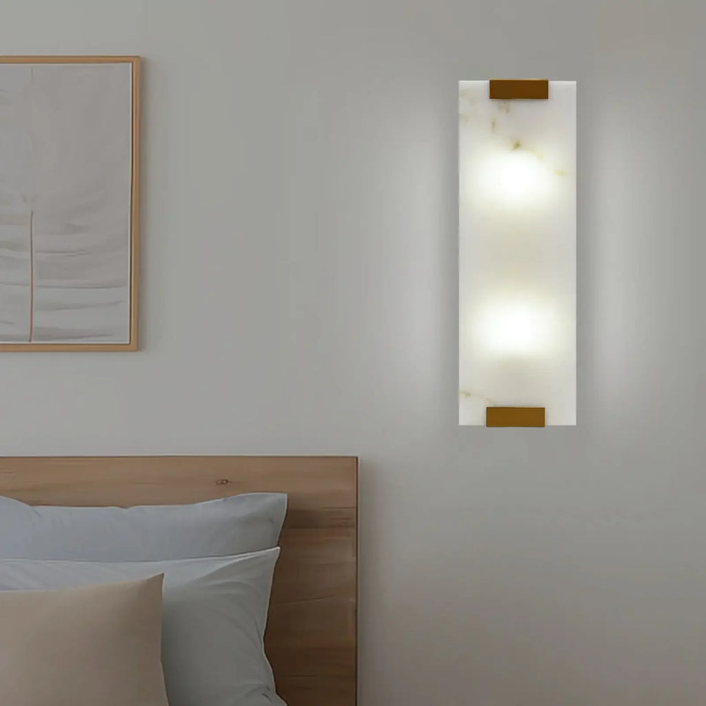 Alabaster Rectangular Wall Light G9 Lamp Base Modern Sconce for Bedroom Kitchen Living Room Interior Lighting 15x46cm