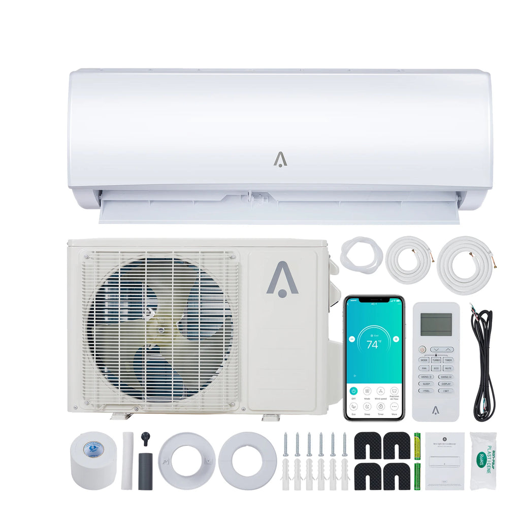 9000 BTU Mini Split Air Conditioner Heat Pump System, WiFi Enabled 20 Seer2 208V/230V Ductless Cooling up to 450 S q. Ft,Kit