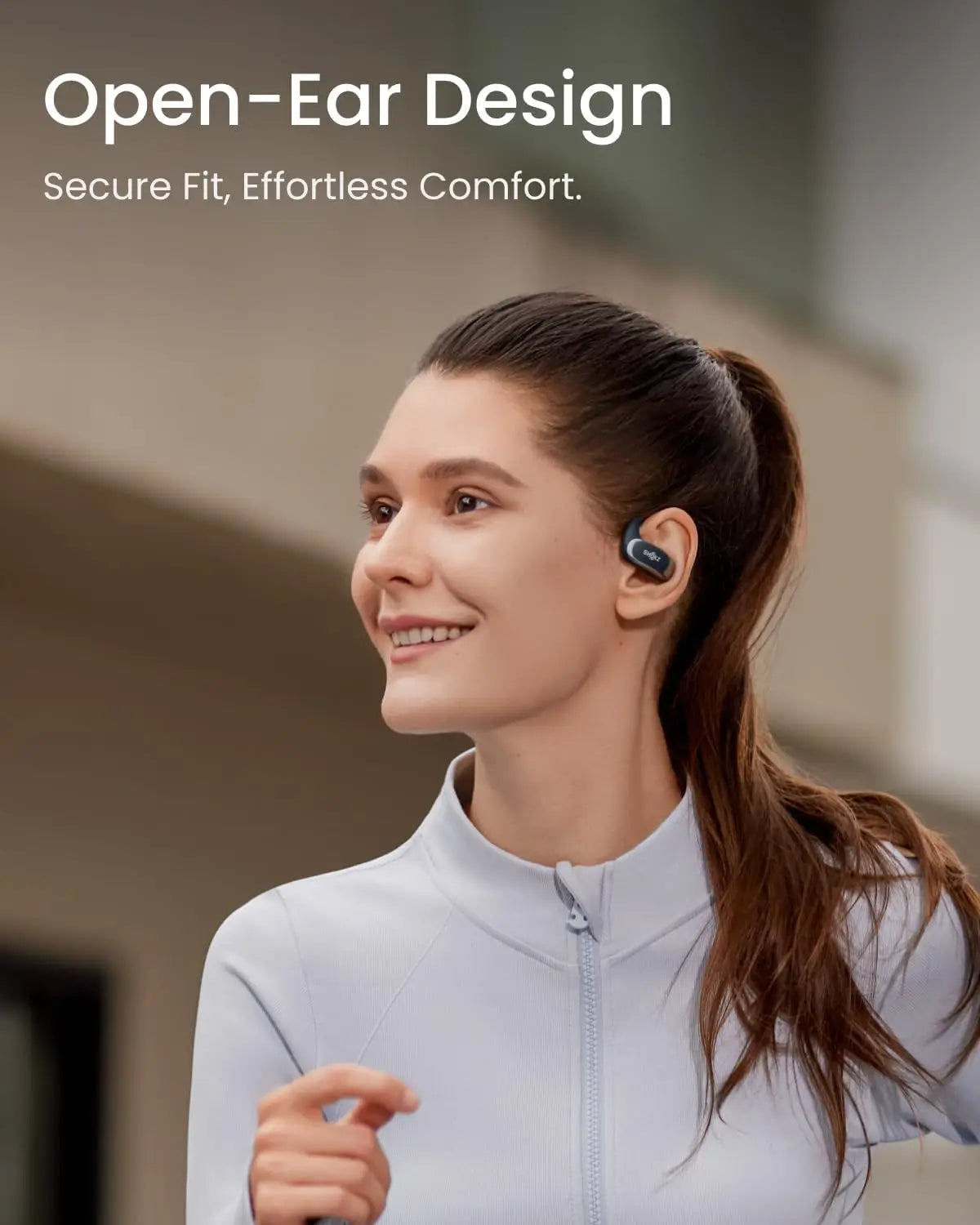 Open-Ear Wireless Earbuds, Water-Resistant with Secure Earhooks for Daily Use in Black
