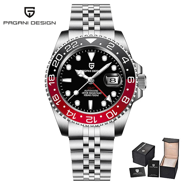 PAGANI DESIGN Gift Men's Watch GMT 40mm Mechanical Watch Top Brand Stainless Steel Waterproof Business Automatic Watches for Men
