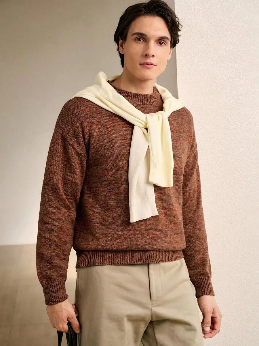 Men's Oversized Graphic Knit Sweater with Bold Black Pattern, Fall Winter Casual Wear