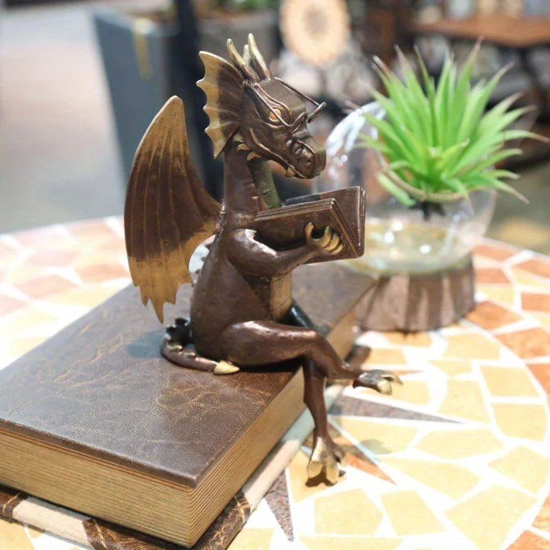 Resin Dragon Book Decoration Antique Statue Decoration Desktop Bedroom Office Decoration