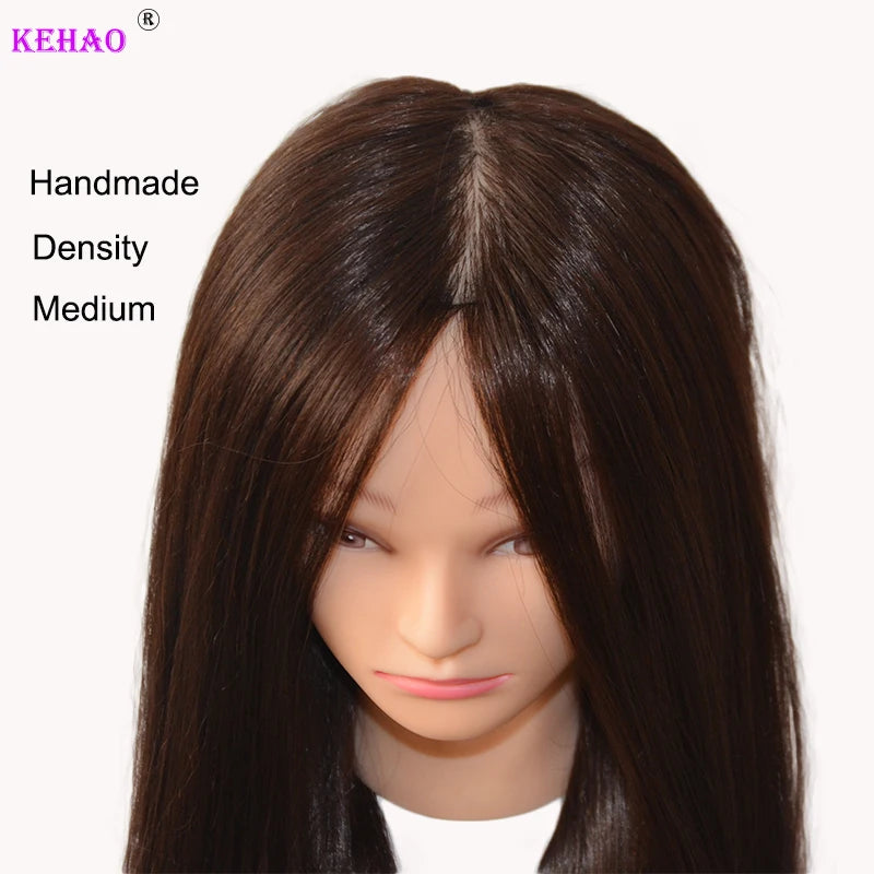 85%Real Hair Doll Head For Hairstyle Hairdressing Professional Mannequin Head Styling To Practice Hot Curl Iron Straighten 2028