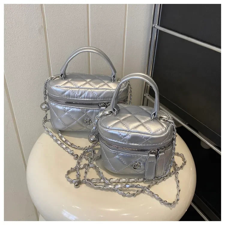 Designer Mini Shoulder Purse Lingerie Embroidery Line Small Square Female 2025 New Fashion Chain Crossbody Luxury Handbag Cosmet