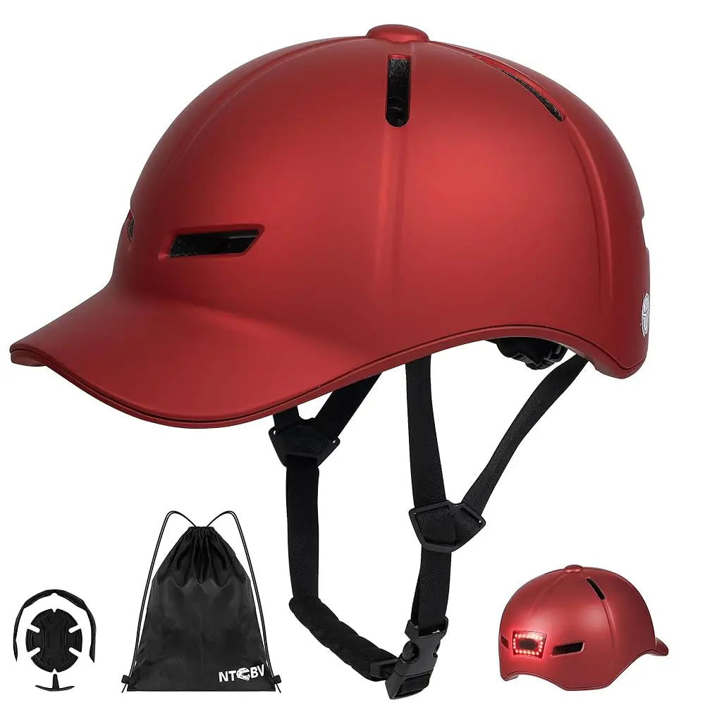Bike Helmet Adult Men/Women-USB Rechargeable Rear Light CPSC/ASTM Certified 2 Removable Liners Adjustable Lightweight Basebal