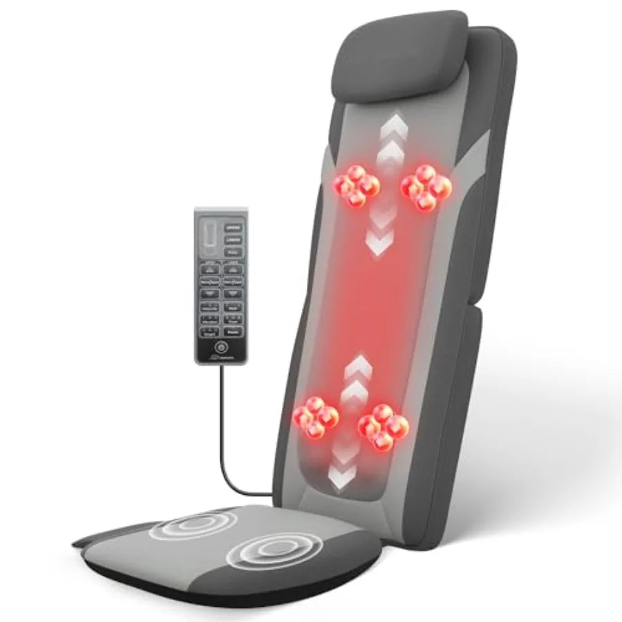 Back Massager for Full Back Pain Relief Deep Tissue Long Track Dual 3D Shiatsu Rollers 3 Height Settings Foldable Massage Chair