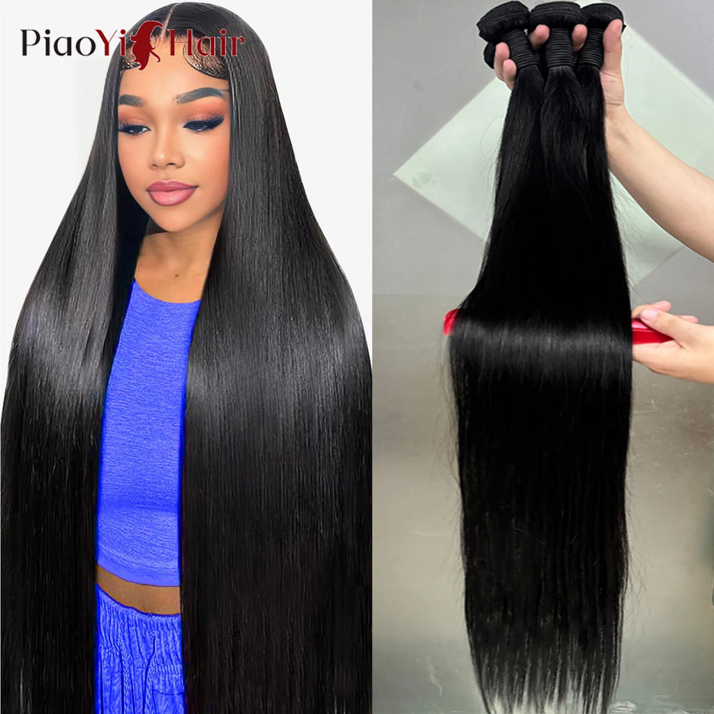 40inch 12A Straight Human Hair Bundles 100% Raw Human Hair Bundle 34 36 38 40 Inch Long Thick Human Hair Extensions Top Quality