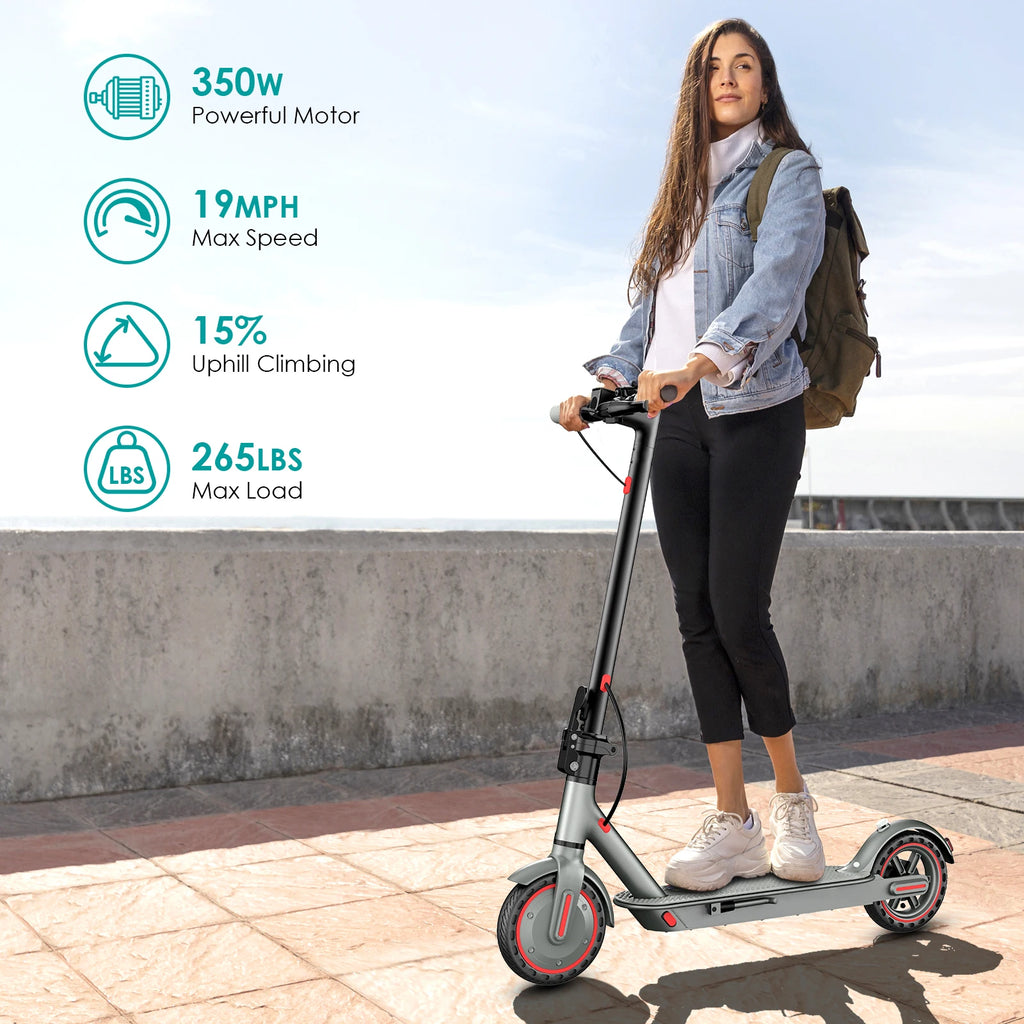350W Motor Folding Electric Scooter For Adults 8.5'' Solid Tire 36V 7.8AH Battery Rang 15Miles Long Range APP Control