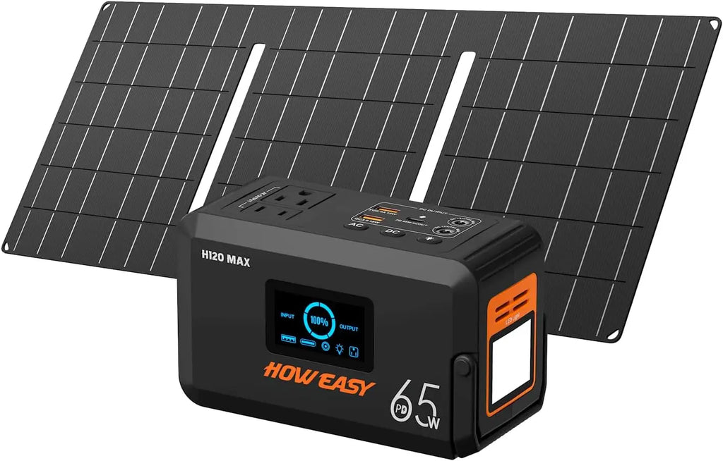 135W Solar Generator with 30W Panel, Portable Power Station for Camping, Home & Outdoor Emergency - AC Outlet Included