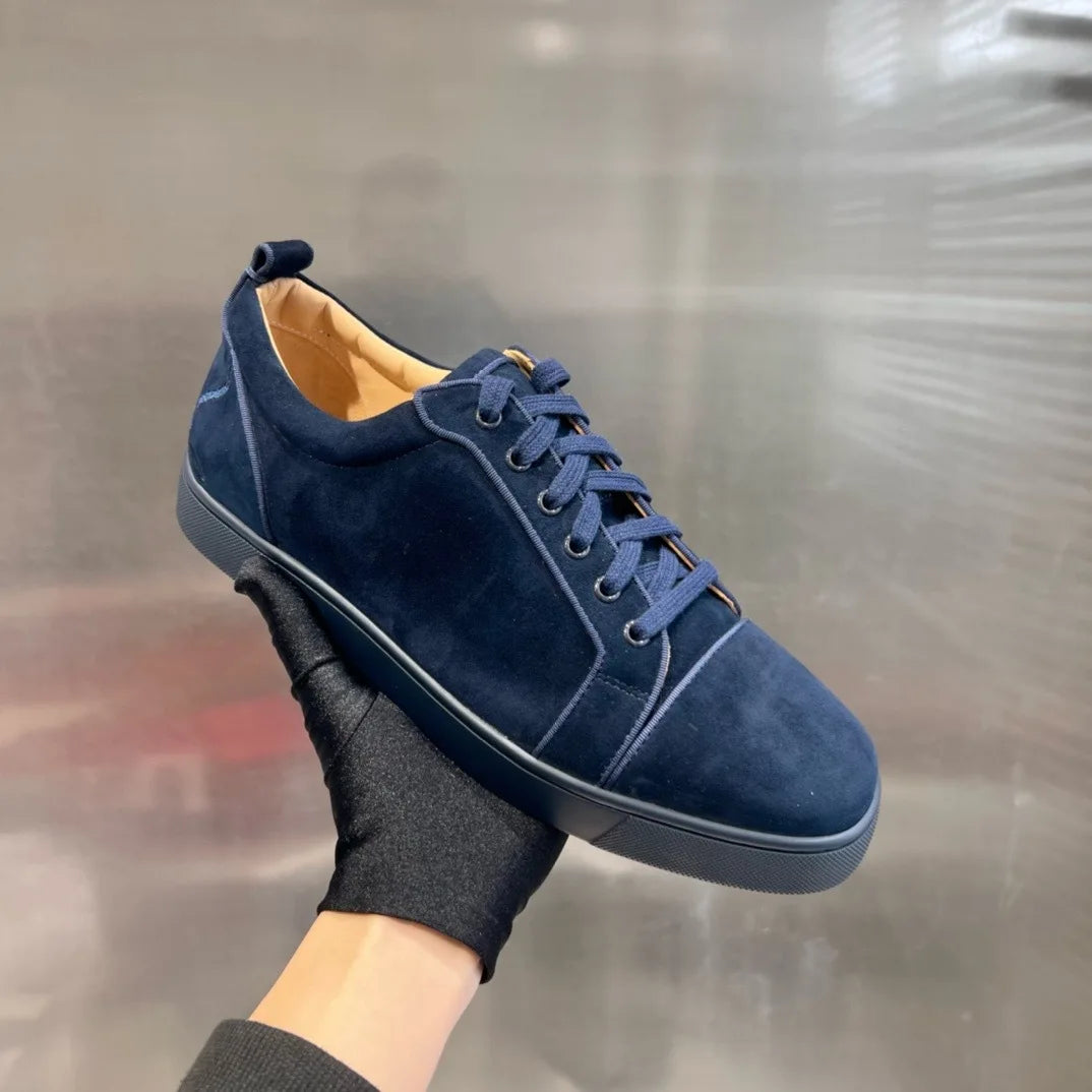 Men Real Leather Casual Shoes Fashion Red Sole Top Layer Cowhide British Style Comfortable Breathable Versatile Lace Up Loafers