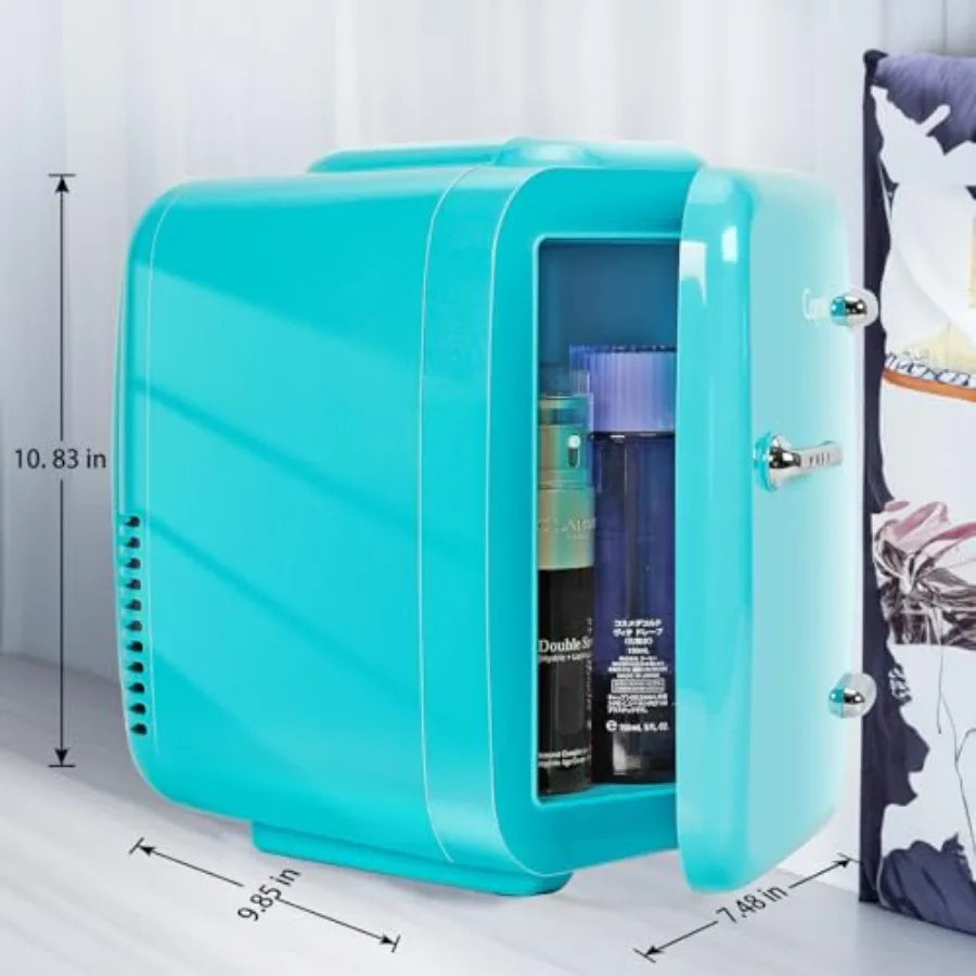 Mini Fridge 4 Liter 6 Cans Small Refrigerator for Bedroom 110V AC 12V DC Thermoelectric Cooler and Warmer for Drink Office Dorm