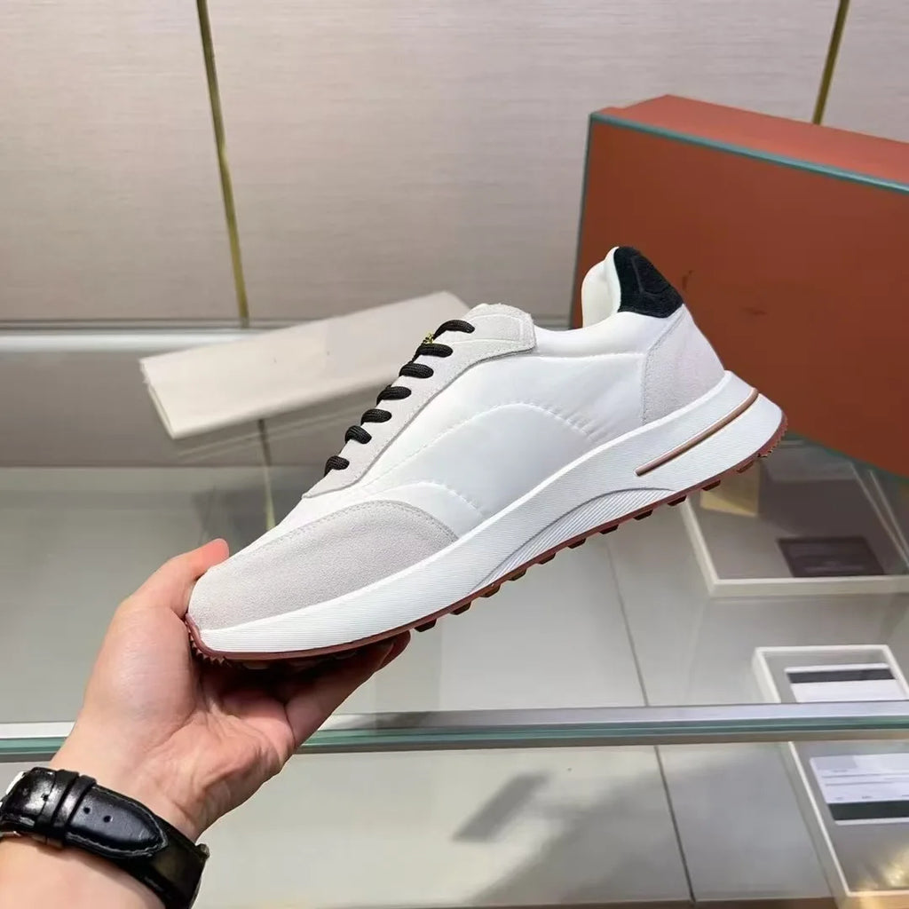 New Luxury Genuine Leather Men's Casual Sneakers Fashionable Lace-up Stylish High Version Shoes