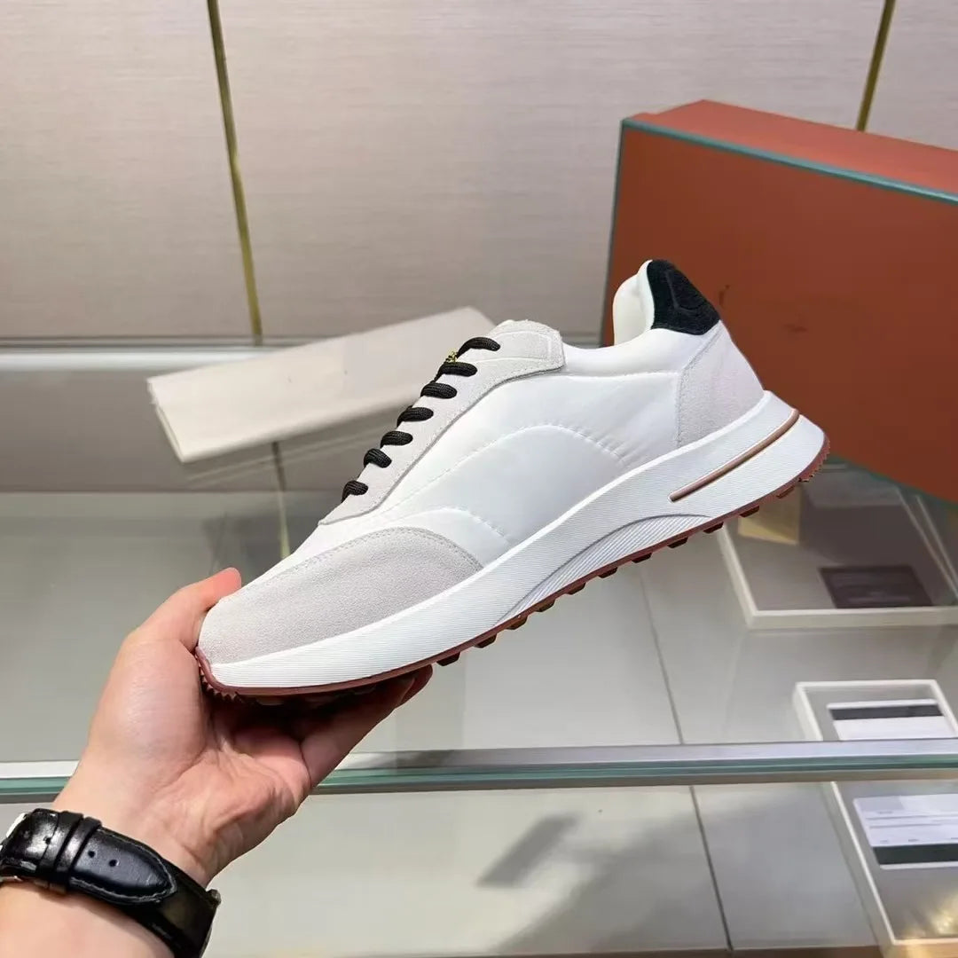 New Luxury Genuine Leather Men's Casual Sneakers Fashionable Lace-up Stylish High Version Shoes