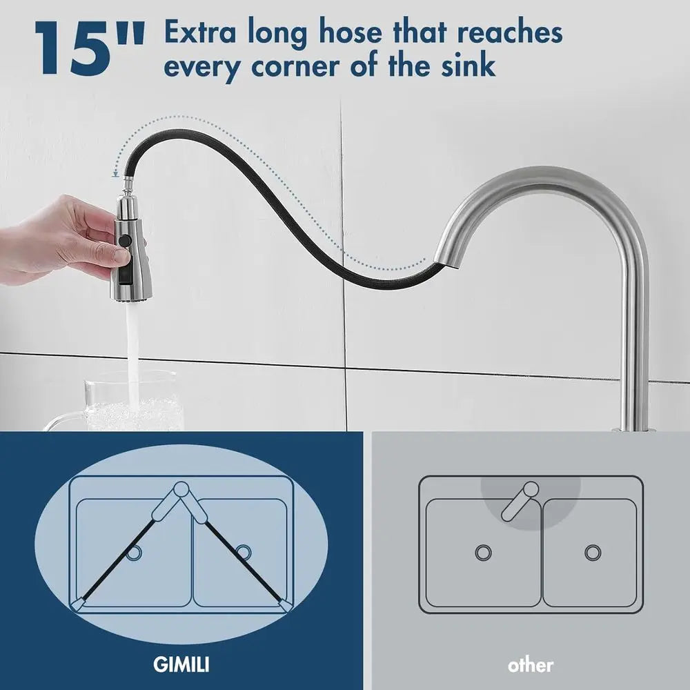 Touchless Kitchen Faucet with Pull Down Sprayer Motion Sensor Hands-Free Smart Activated Brushed Nickel Sink Faucets