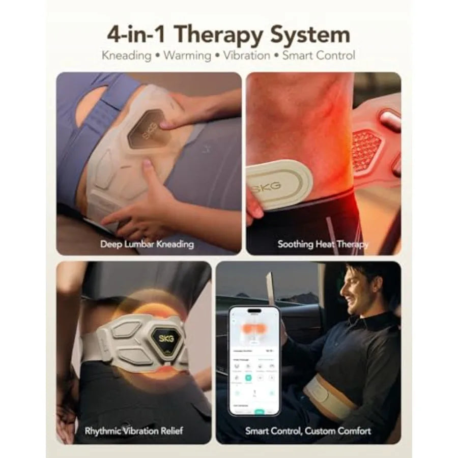 W9 Pro Lower Back Massager for Pain Relief Deep Tissue Gifts for Men Women Adjustable Cordless Heating Pad Infrared Vibrating B